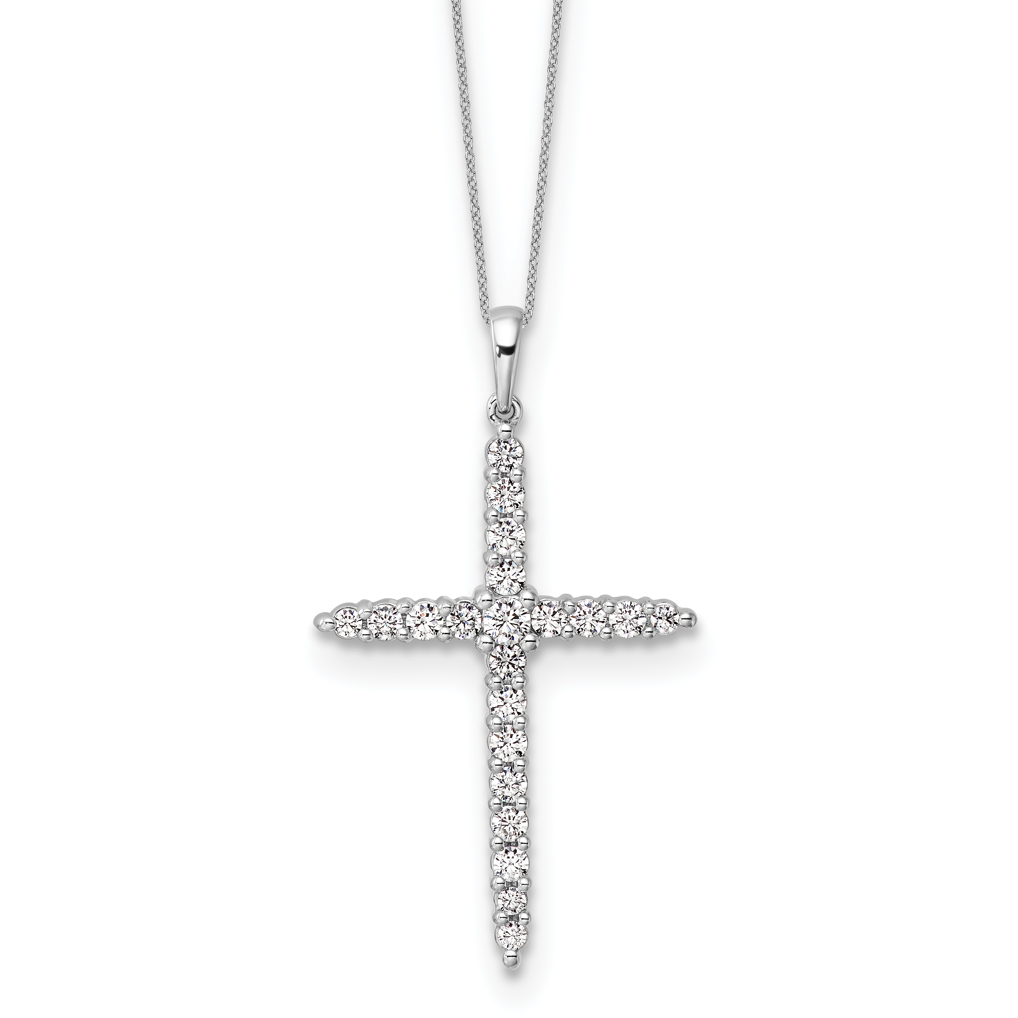 14k White Gold 1 carat Lab Grown Diamond VS/SI+ G+ Complete 18 inch Cross Pendant Necklace (PM4960-100-WLG-18)