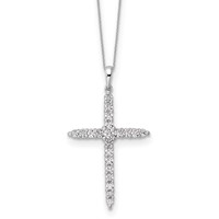 14K White Gold 1 Carat Lab Grown Diamond VS SI+ G+ Complete Cross Pendant Necklace, 18" view 1