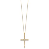 14K Yellow Gold 1 Carat Lab Grown Diamond VS SI+ G+ Complete Cross Pendant Necklace, 18" view 2