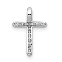 14K White Gold 0.12 Carat Lab Grown Diamond VS SI+ G+ Complete Cross Chain Slide Pendant view 3