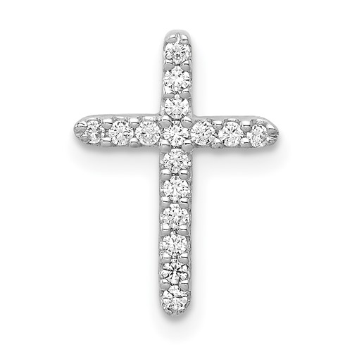 14k White Gold 1/8 carat Lab Grown Diamond VS/SI+ G+ Cross Chain Slide Pendant