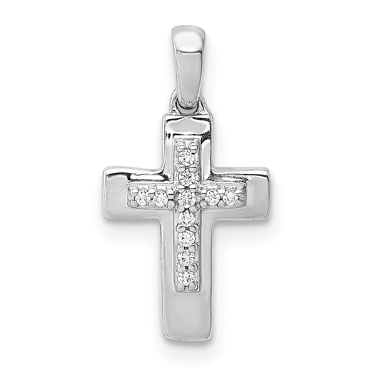 14k White Gold Diamond Cross Pendant (PM4964-004-WA)