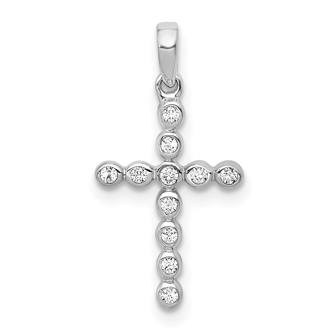 14k White Gold 1/10 carat Lab Grown Diamond VS/SI+ G+ Complete Cross Pendant (PM4966-010-WLG)