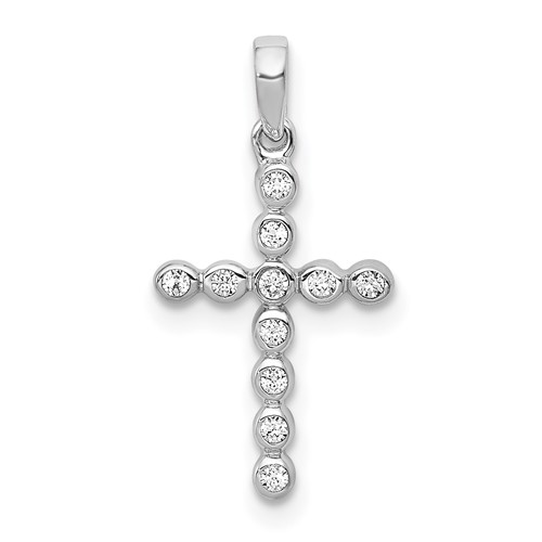 14K White Gold 0.10 Carat Lab Grown Diamond VS SI+ G+ Complete Cross Pendant