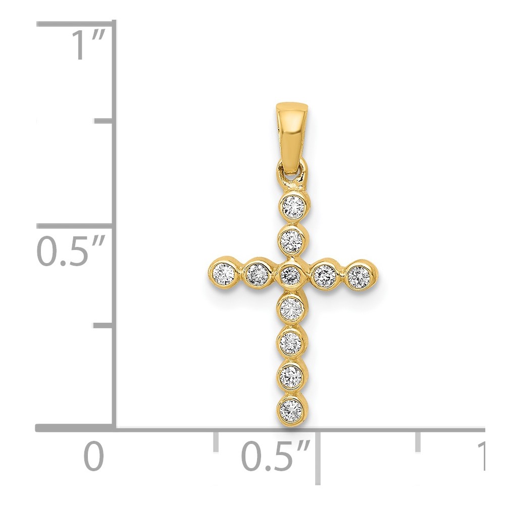 14k Polished 1/10ct. Diamond Cross Pendant (PM4966-010-YA)