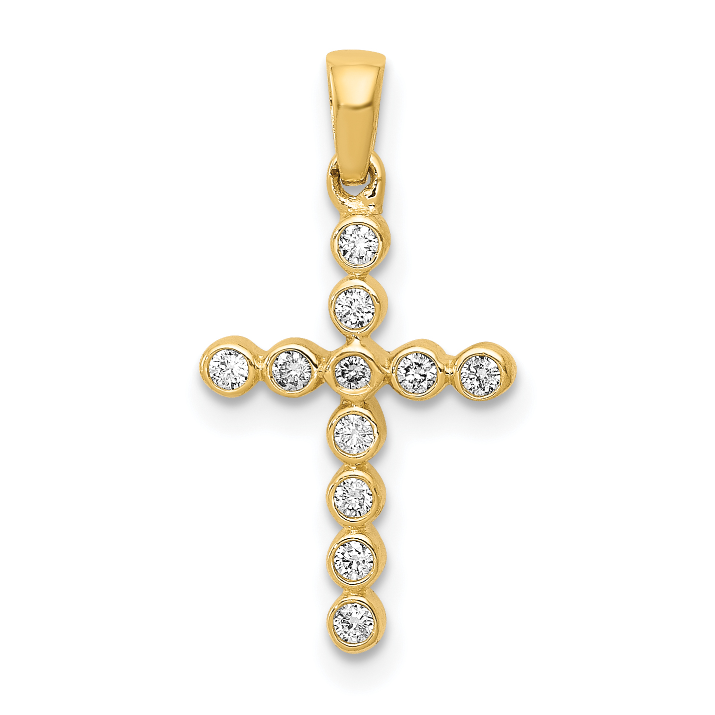 14k Polished 1/10ct. Diamond Cross Pendant (PM4966-010-YA)