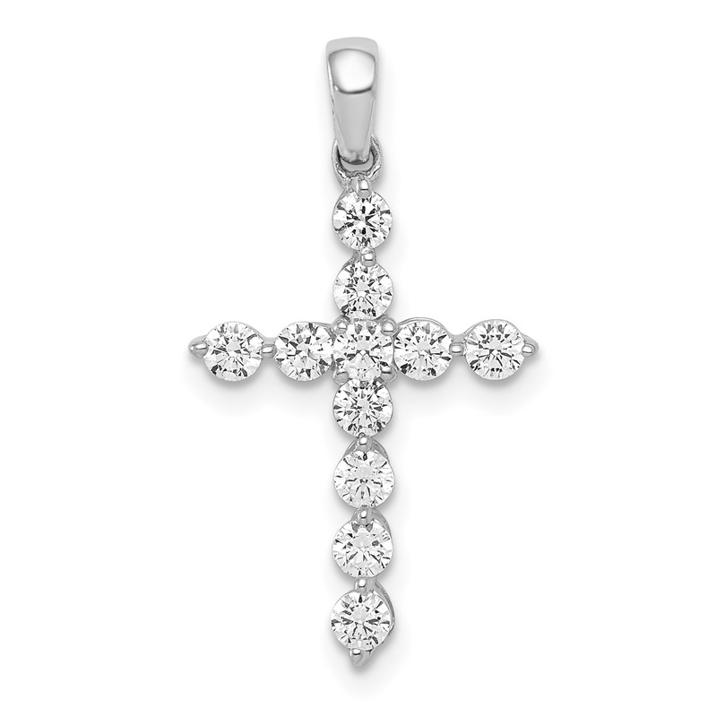 14k White Gold 1/2 carat Lab Grown Diamond VS/SI+ G+ Complete Cross Pendant