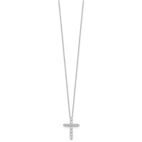 10K White Gold 0.75 Carat Lab Grown Diamond VS SI+ G+ Complete Cross Pendant Necklace, 18" view 2