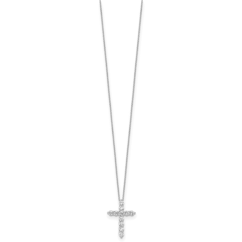 10k White Gold 3/4 carat Lab Grown Diamond VS/SI+ G+ Complete 18 inch Cross Pendant Necklace
