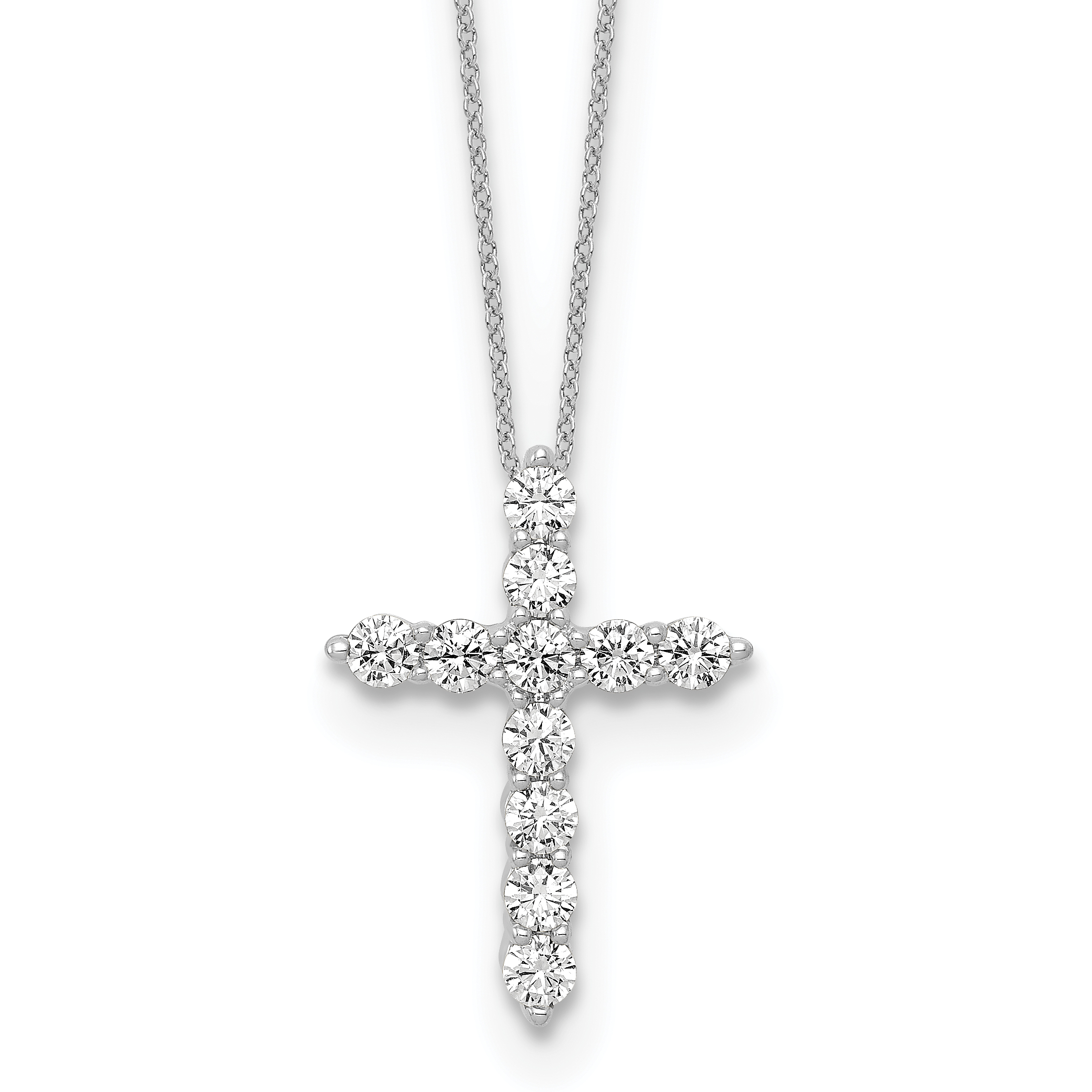 10k White Gold 3/4 carat Lab Grown Diamond VS/SI+ G+ Complete 18 inch Cross Pendant Necklace (PM4970-075-0WLG-18)