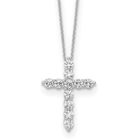10K White Gold 0.75 Carat Lab Grown Diamond VS SI+ G+ Complete Cross Pendant Necklace, 18" view 1