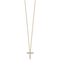 10K Yellow Gold 0.75 Carat Lab Grown Diamond VS SI+ G+ Complete Cross Pendant Necklace, 18" view 2