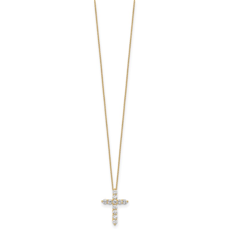 10k 3/4 carat Lab Grown Diamond VS/SI+ G+ Complete 18 inch Cross Pendant Necklace