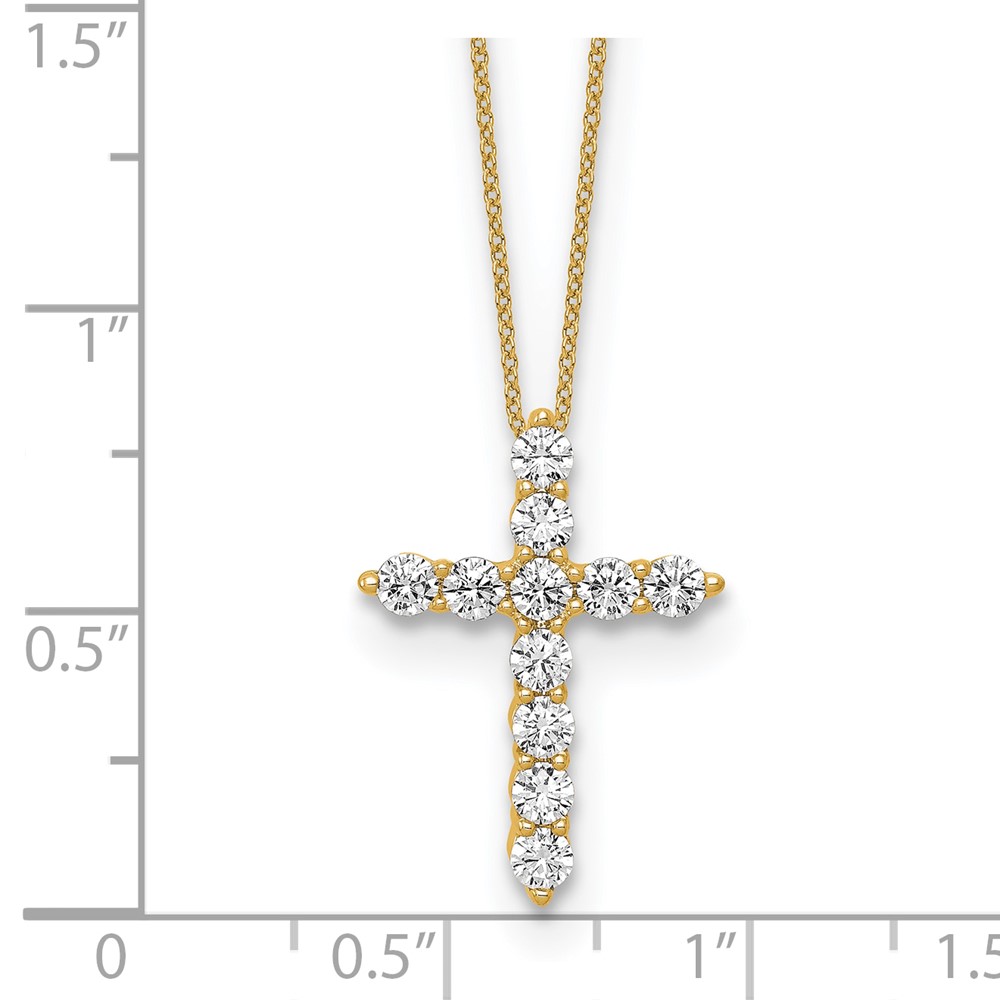 10k 3/4 carat Lab Grown Diamond VS/SI+ G+ Complete 18 inch Cross Pendant Necklace (PM4970-075-0YLG-18)