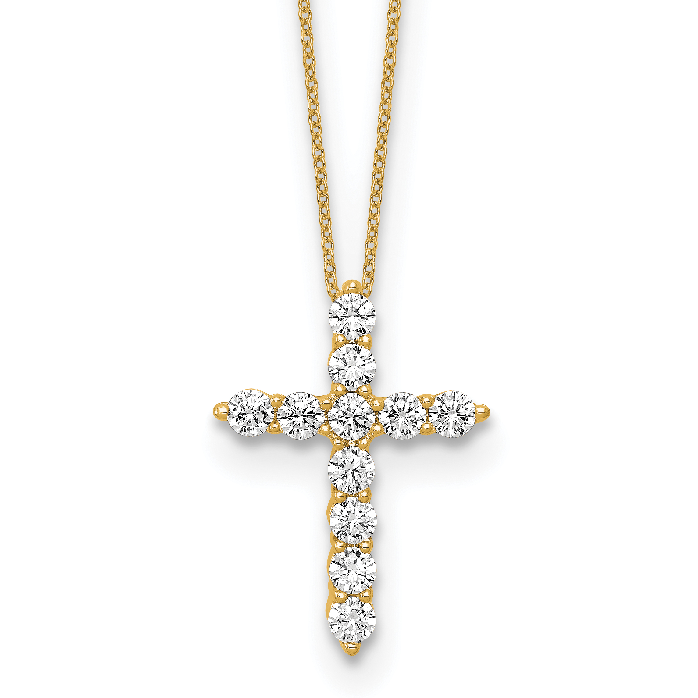10k 3/4 carat Lab Grown Diamond VS/SI+ G+ Complete 18 inch Cross Pendant Necklace (PM4970-075-0YLG-18)