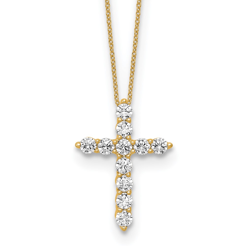 10k 3/4 carat Lab Grown Diamond VS/SI+ G+ Complete 18 inch Cross Pendant Necklace (PM4970-075-0YLG-18)