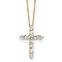 10K Yellow Gold 0.75 Carat Lab Grown Diamond VS SI+ G+ Complete Cross Pendant Necklace, 18" view 1