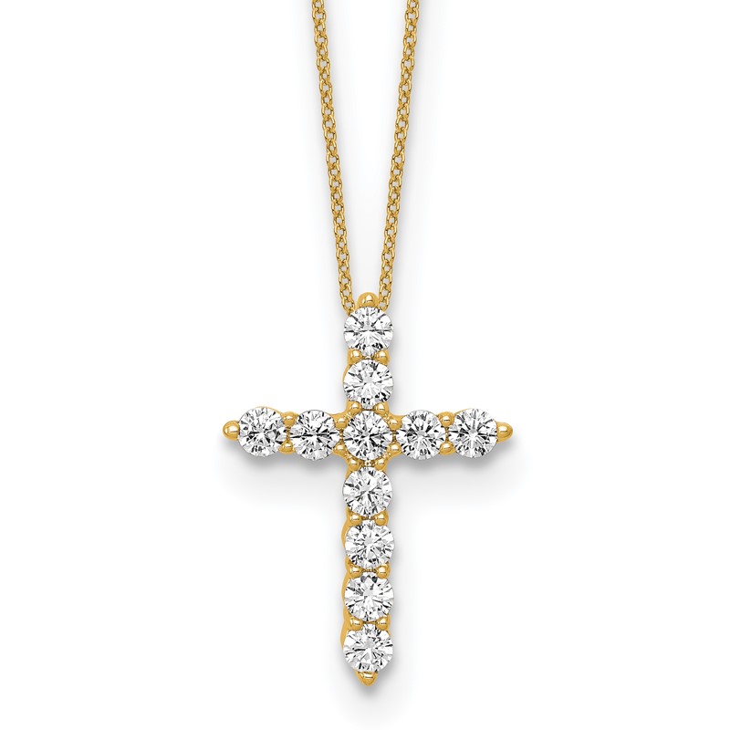 10k 3/4 carat Lab Grown Diamond VS/SI+ G+ Complete 18 inch Cross Pendant Necklace