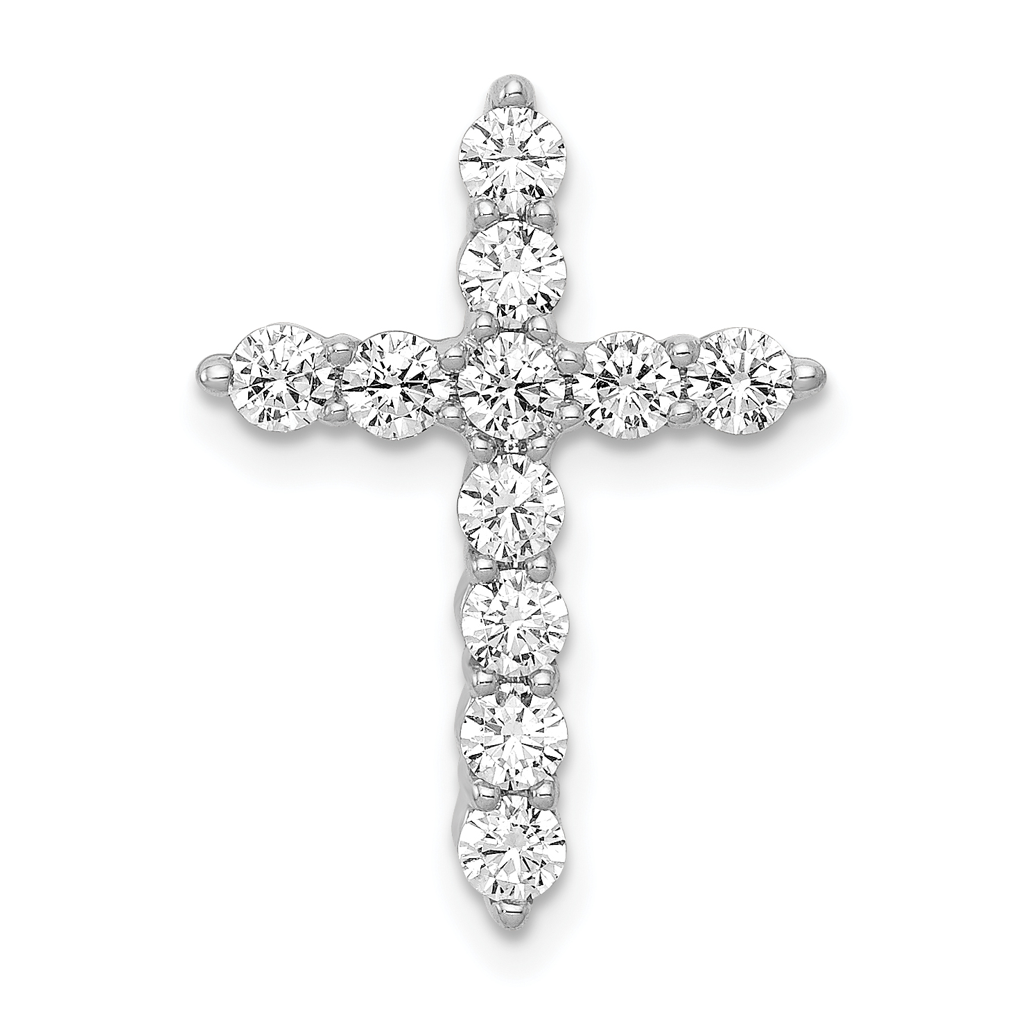 14k White Gold 3/4 carat Lab Grown Diamond VS/SI+ G+ Complete Cross Chain Slide Pendant (PM4970-075-WLG)