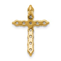 14K Yellow Gold 0.75 Carat Lab Grown Diamond VS SI+ G+ Complete Cross Chain Slide Pendant view 3