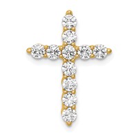 14K Yellow Gold 0.75 Carat Lab Grown Diamond VS SI+ G+ Complete Cross Chain Slide Pendant view 1