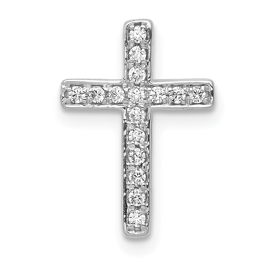 10K White Gold 1/6ct. Diamond Latin Cross Chain Slide (PM4972-016-1WA)