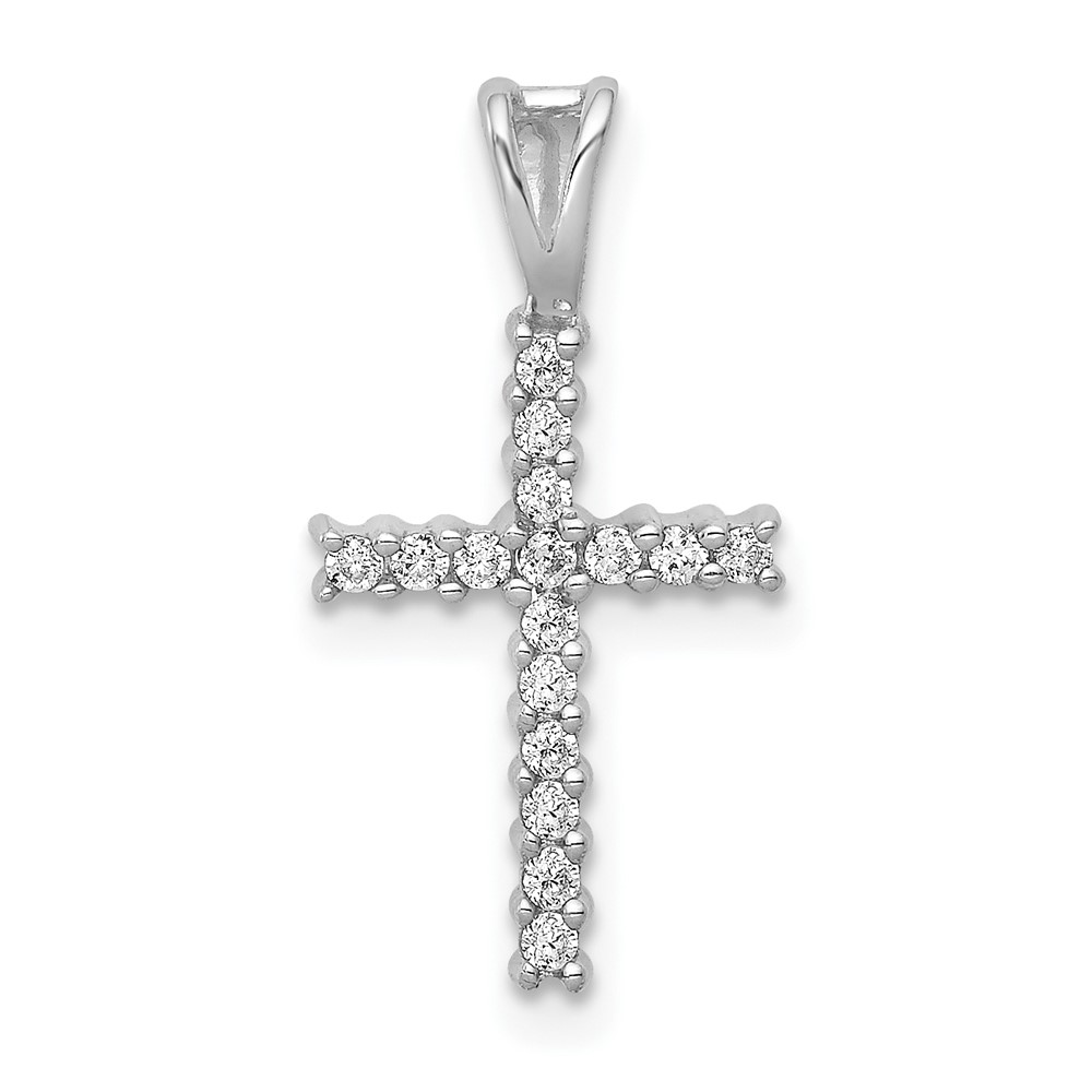 10K White Gold 1/6ct. Diamond Latin Cross Pendant (PM4973-016-1WA)
