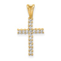 14K Yellow Gold 0.17 Carat Lab Grown Diamond VS SI+ G+ Complete Cross Pendant view 1