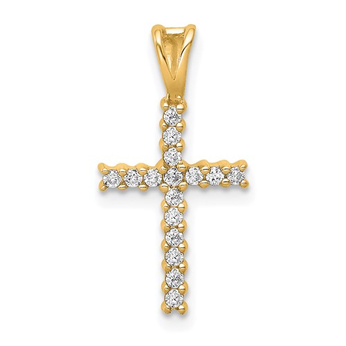 14k 1/6 carat Lab Grown Diamond VS/SI+ G+ Complete Cross Pendant