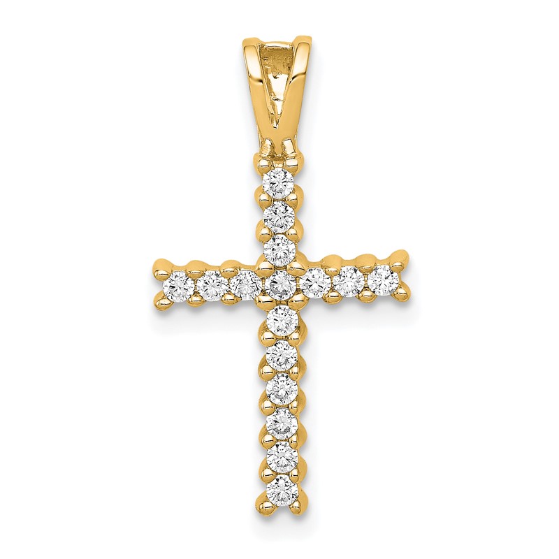 14k 1/4 carat Lab Grown Diamond VS/SI+ G+ Complete Cross Pendant