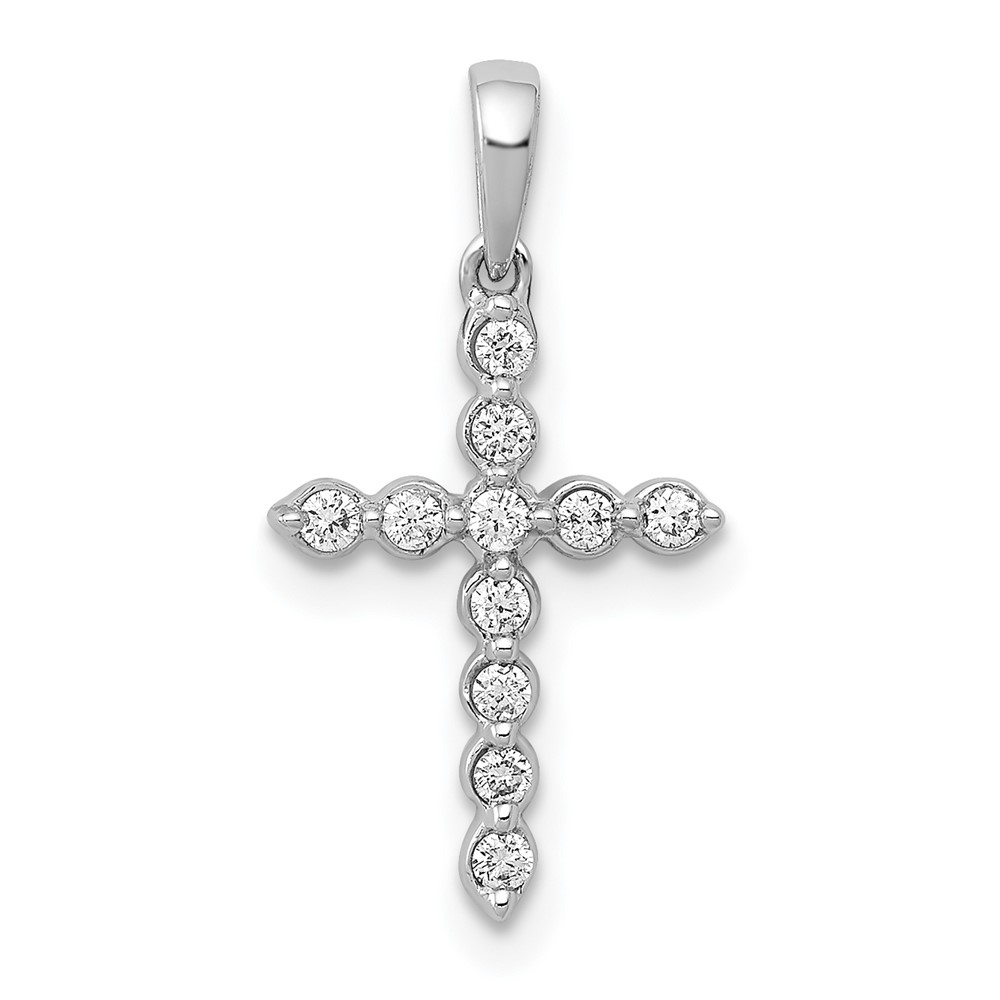 14K White Gold 0.10 Carat Lab Grown Diamond VS SI+ G+ Complete Cross Pendant