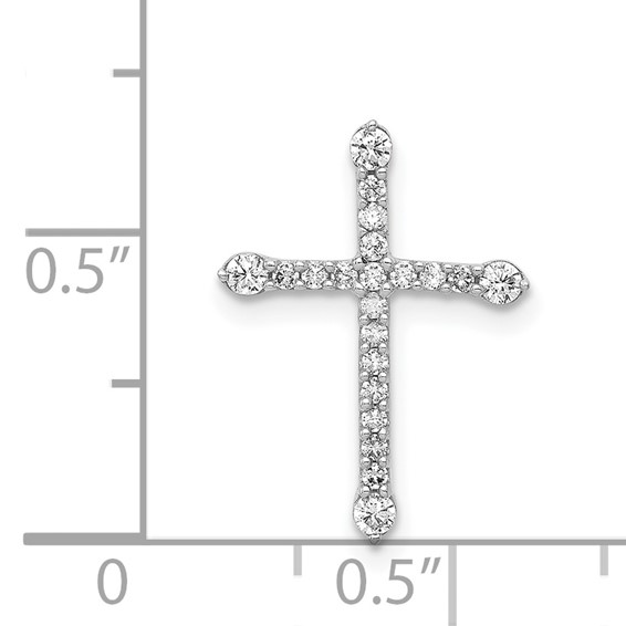14k White Gold 1/5 carat Diamond Cross Chain Slide