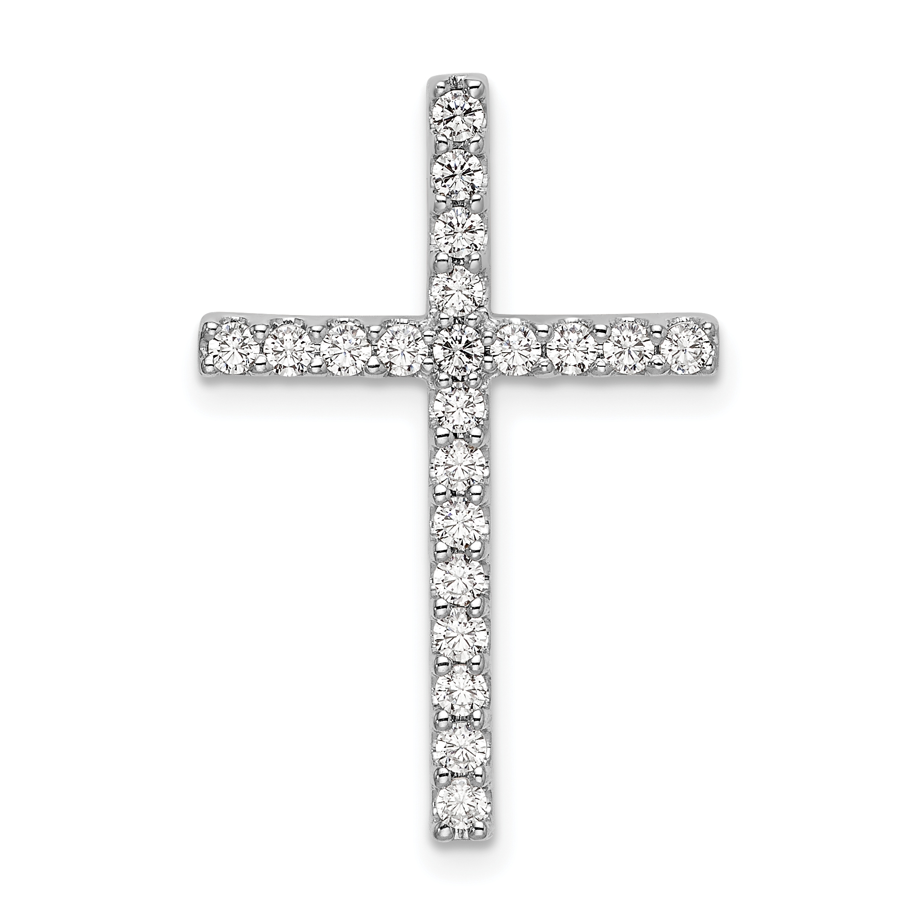 10k White Gold 1/2 carat Lab Grown Diamond VS/SI+ G+ Complete Cross Chain Slide Pendant (PM4979-050-0WLG)