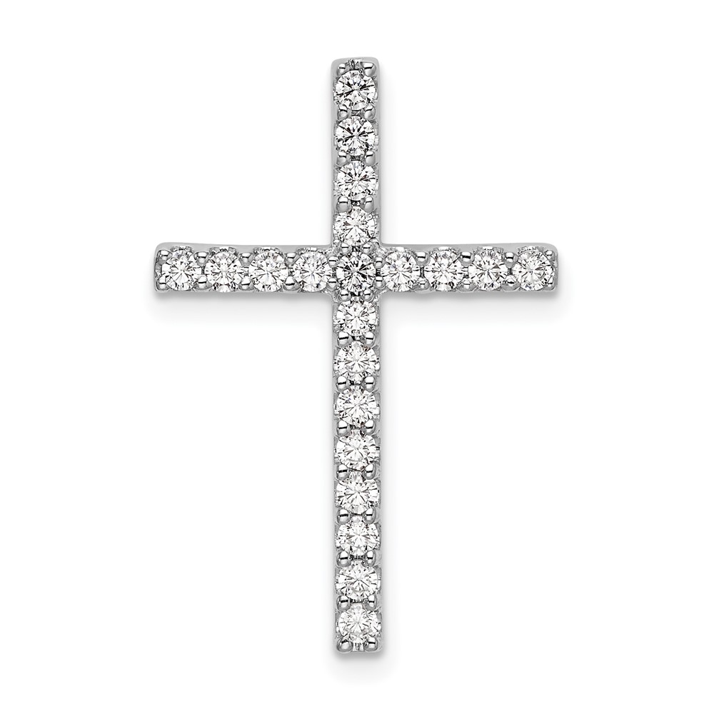 10K White Gold 0.50 Carat Lab Grown Diamond VS SI+ G+ Complete Cross Chain Slide Pendant