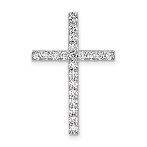 10K White Gold 0.50 Carat Lab Grown Diamond VS SI+ G+ Complete Cross Chain Slide Pendant