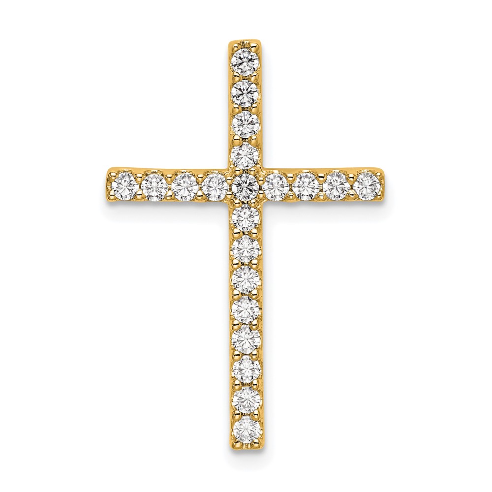 10K Yellow Gold 0.50 Carat Lab Grown Diamond VS SI+ G+ Complete Cross Chain Slide Pendant