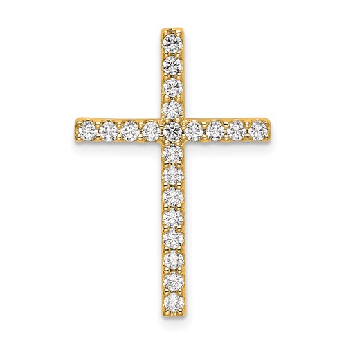 10K Yellow Gold 0.50 Carat Lab Grown Diamond VS SI+ G+ Complete Cross Chain Slide Pendant
