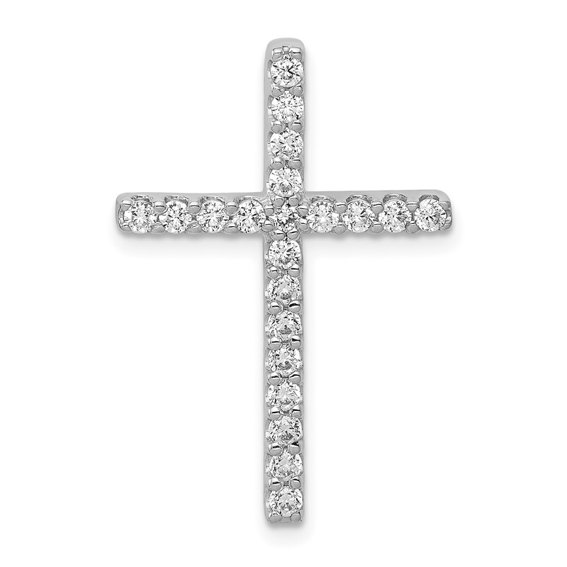 14k White Gold 1/2 carat Lab Grown Diamond VS/SI+ G+ Complete Cross Chain Slide Pendant