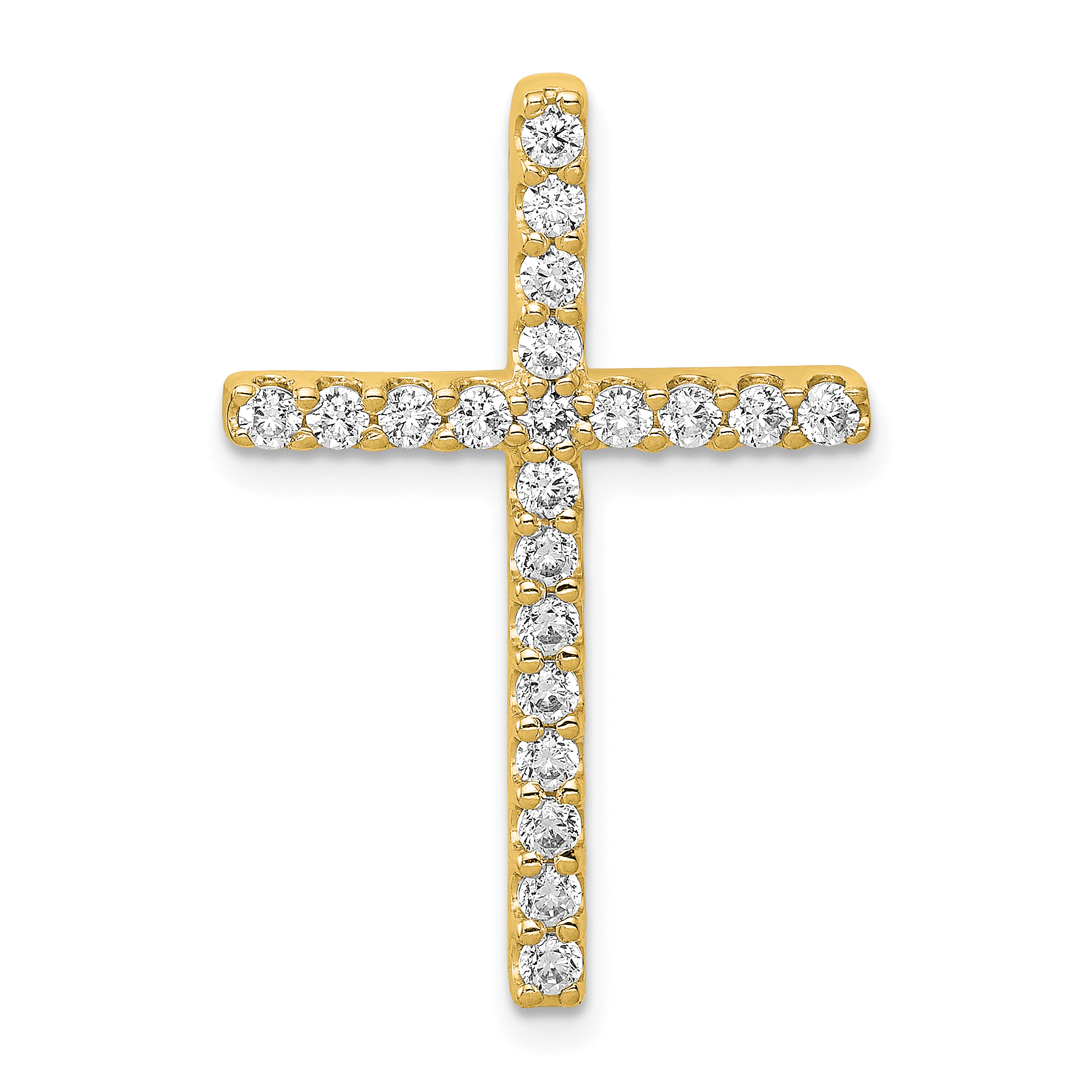 14k 1/2 carat Lab Grown Diamond VS/SI+ G+ Complete Cross Chain Slide Pendant (PM4979-050-YLG)