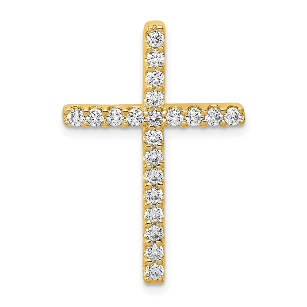 14k 1/2 carat Lab Grown Diamond VS/SI+ G+ Complete Cross Chain Slide Pendant (PM4979-050-YLG)