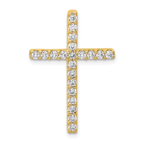14K Yellow Gold 0.50 Carat Lab Grown Diamond VS SI+ G+ Complete Cross Chain Slide Pendant