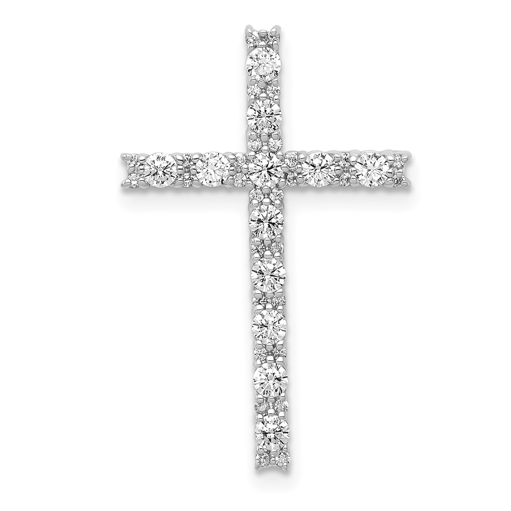 14K White Gold 0.50 Carat Lab Grown Diamond VS SI+ G+ Complete Cross Chain Slide Pendant