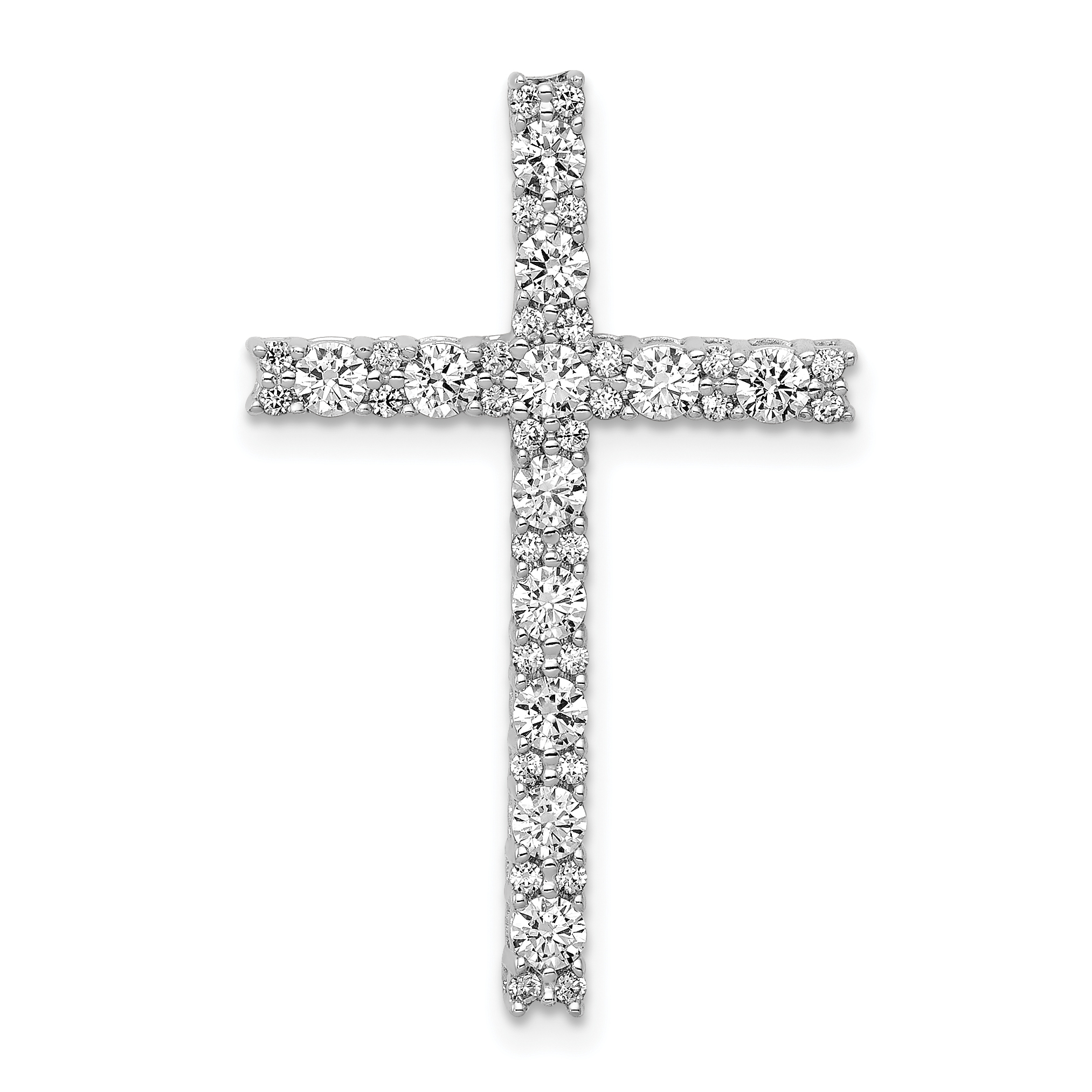 14k White Gold 3/4ct. Diamond Latin Cross Chain Slide (PM4980-075-WA)