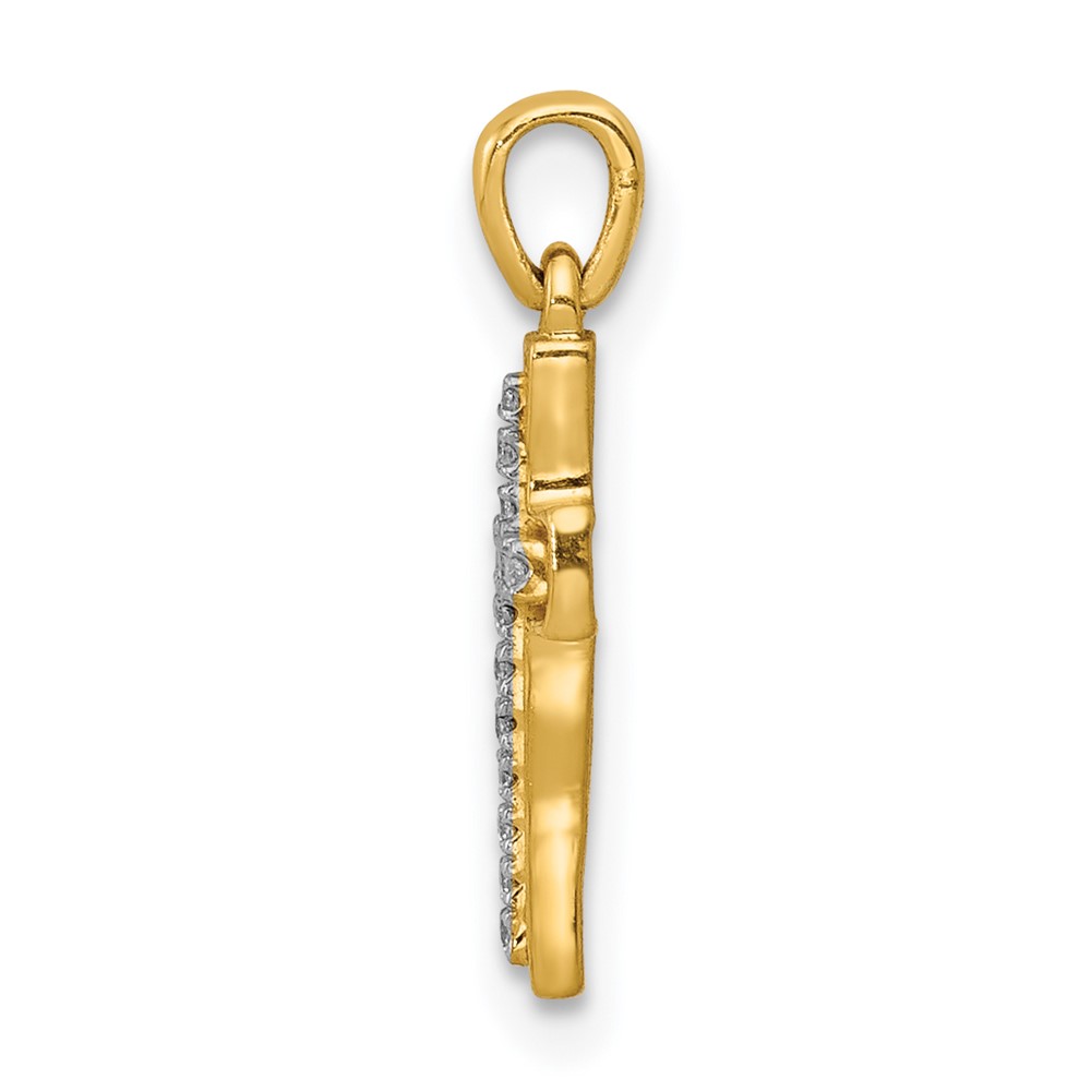 14k and Rhodium 1/20ct. Diamond Cross Pendant (PM4981-005-YA)
