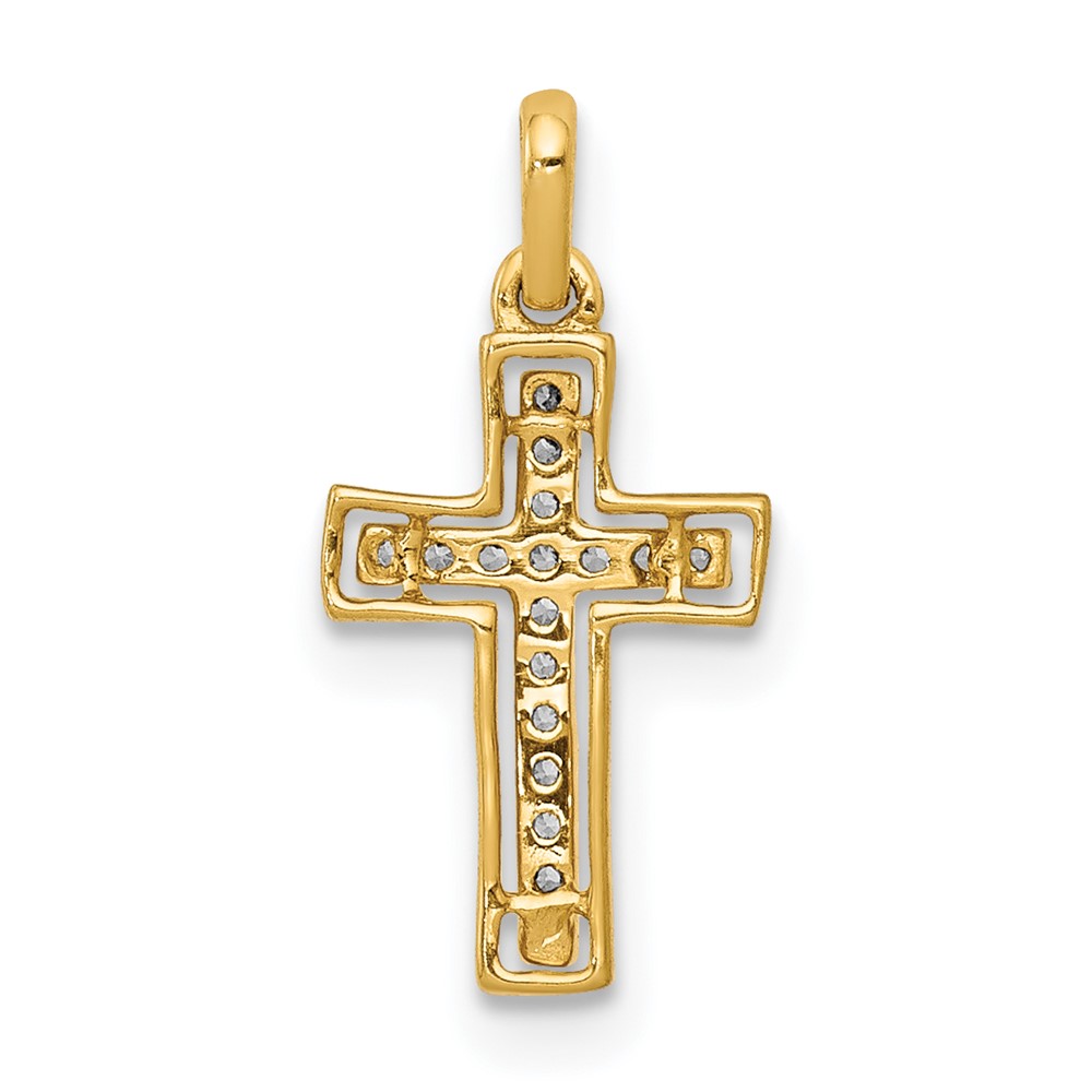 14k and Rhodium 1/20ct. Diamond Cross Pendant (PM4981-005-YA)