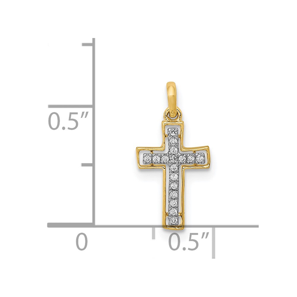 14k and Rhodium 1/20ct. Diamond Cross Pendant (PM4981-005-YA)