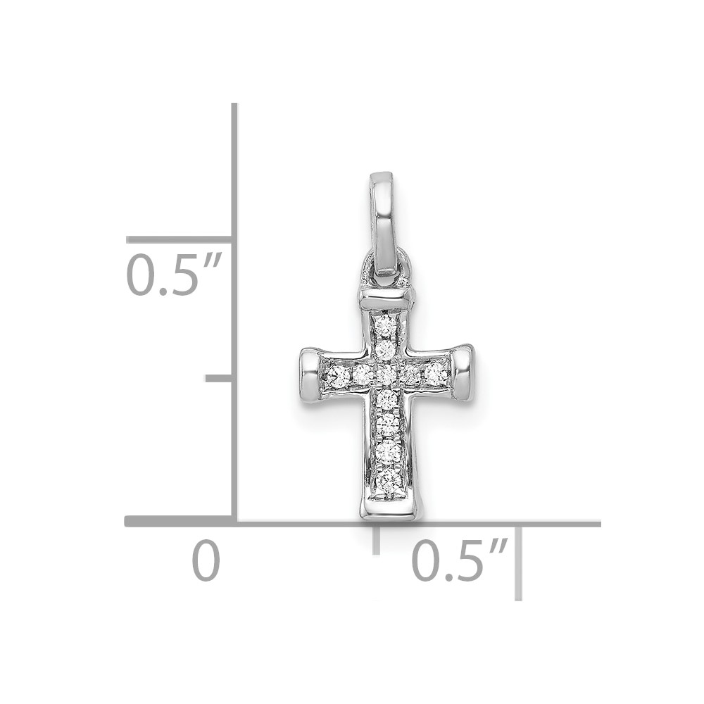 10K White Gold Small 1/20ct. Diamond Latin Cross Pendant (PM4982-005-1WA)