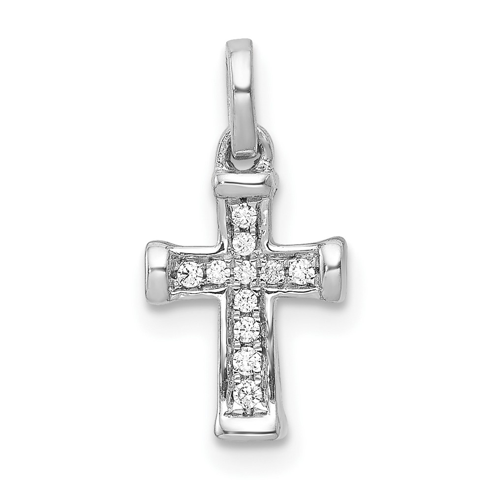 10K White Gold Small 1/20ct. Diamond Latin Cross Pendant (PM4982-005-1WA)