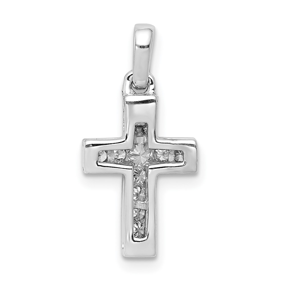 14k White Gold 1/6ct. Diamond Latin Cross Pendant (PM4983-015-WA)