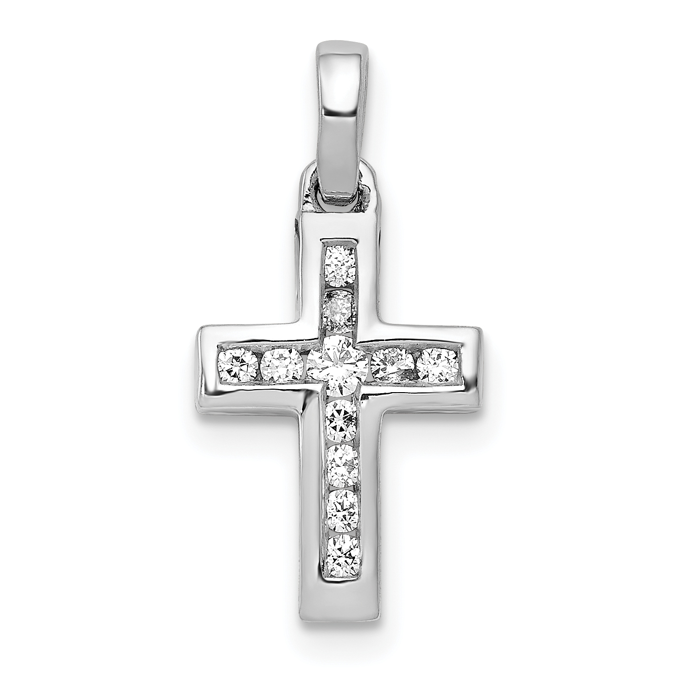 14k White Gold 1/6ct. Diamond Latin Cross Pendant (PM4983-015-WA)